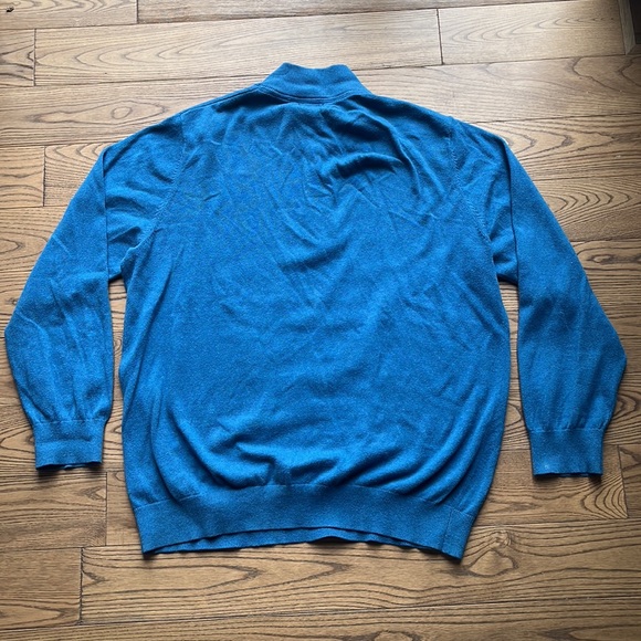 LL Bean Mens Size XL  Blue Cotton Cashmere Blend 1/4 Zip Sweater - Picture 9 of 10